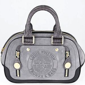 LOUIS VUITTON Limited Edition Grey Suede Havane Stamped Trunk PM Bag